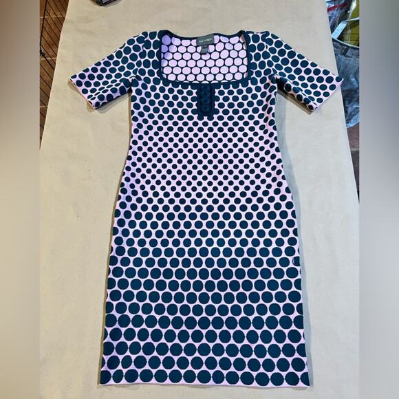 Zac Posen Polka Dot Knit Dress Size Medium Pink Green - Picture 13 of 13